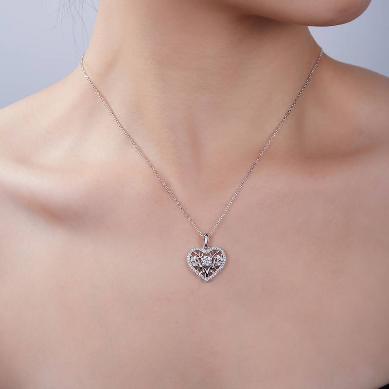 生命树爱心PendantS925银Moissanite厘石D级0.78ct